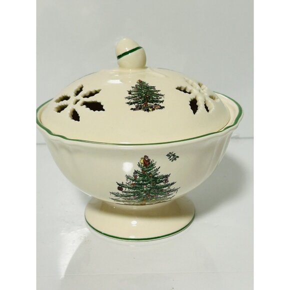 Spode Vintage England Porcelain Pierced Bowl Candy Dish Tree Design 5x5” - Picture 1 of 9